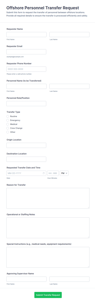 Offshore Personnel Transfer Request Form Template