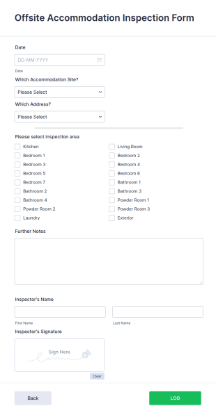 Offsite Accommodation Inspection Form Template