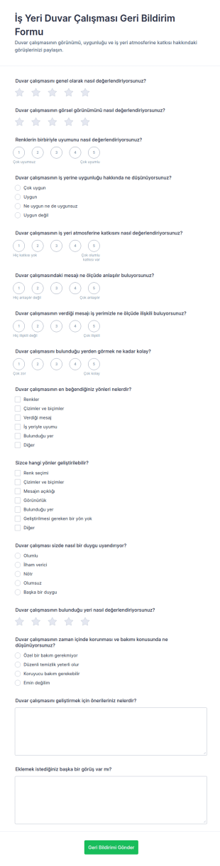 Ofis Duvarı Geri Bildirim Anketi Form Şablonu