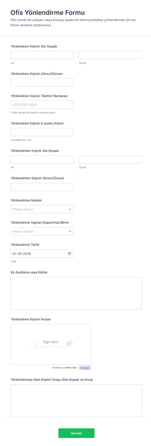 Ofis Yönlendirme Form Şablonu