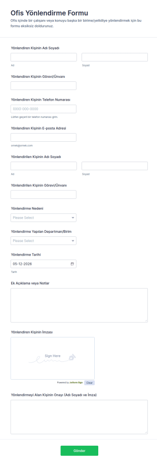 Ofis Yönlendirme Form Şablonu