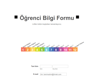 Öğrenci Bilgi/Kayıt Form Şablonu