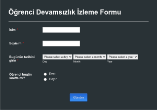 Öğrenci Devamsızlık Takibi Form Template