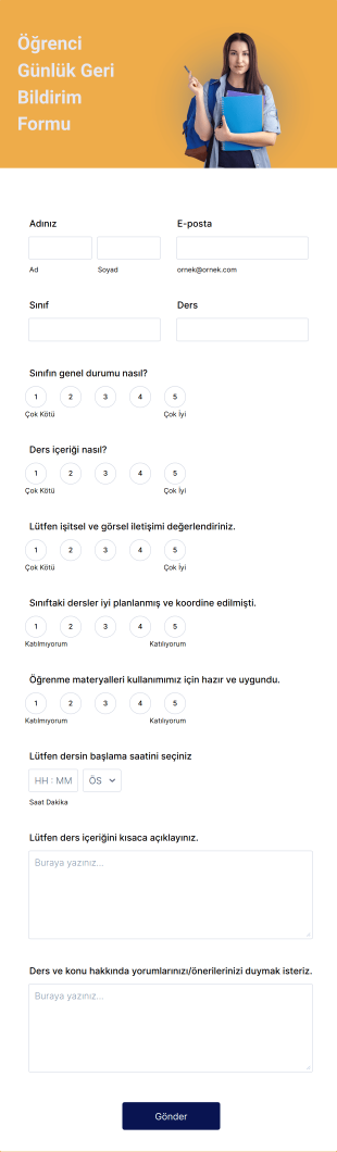 Öğrenci Günlük Geri Bildirim Form Template