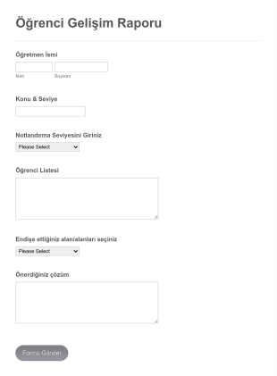 Öğrenci İlerleme Raporu Form Template