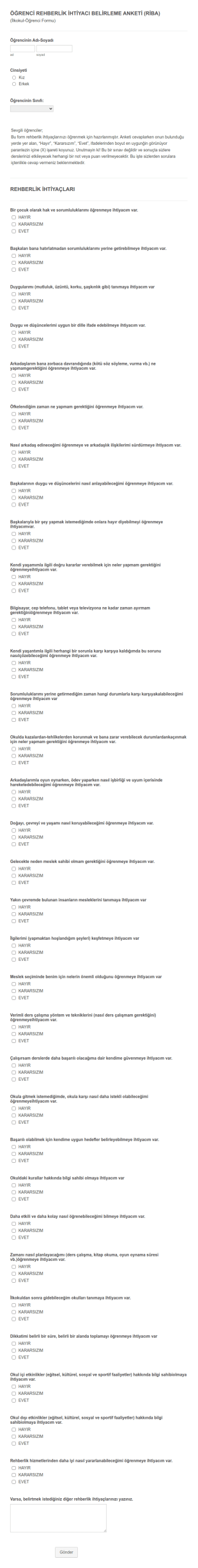 Riba Form Şablonu