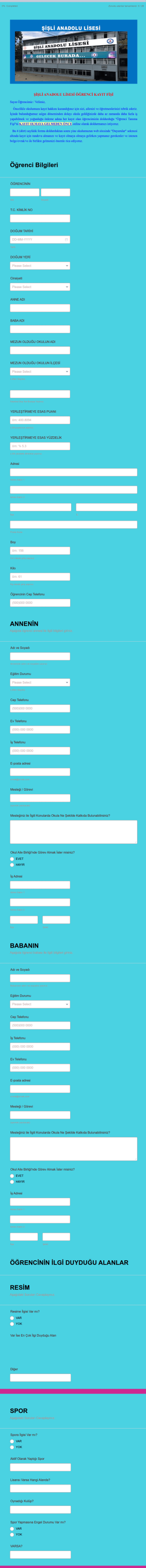 Öğrenci Tanıma Fişi Form Şablonu