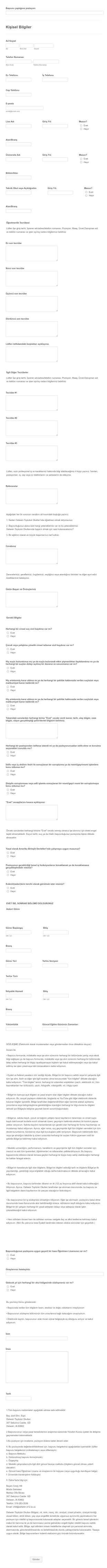 Öğretmenlik Başvuru Form Template