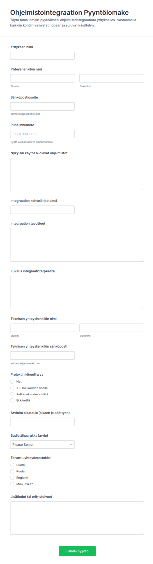 Ohjelmistointegraatiopyyntö