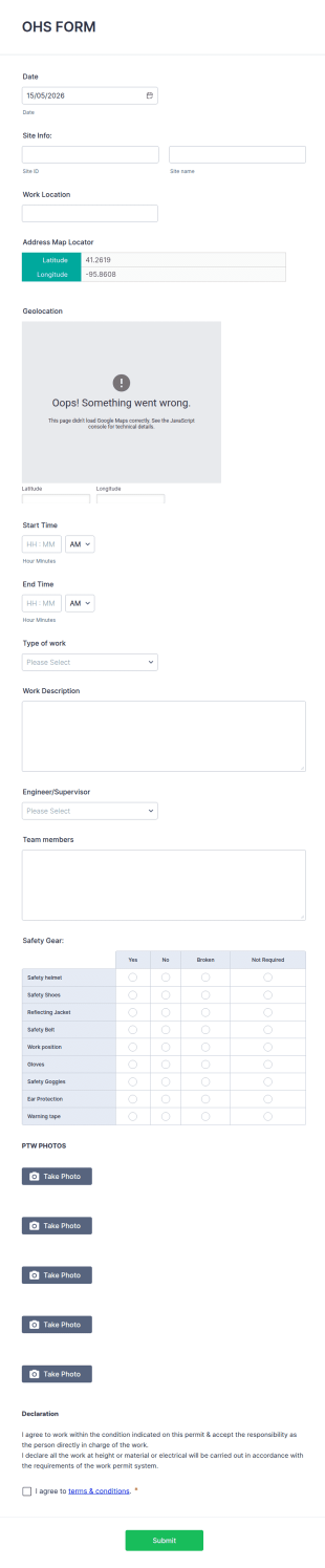OHS (Occupational Health And Safety) Work Permit Form Template