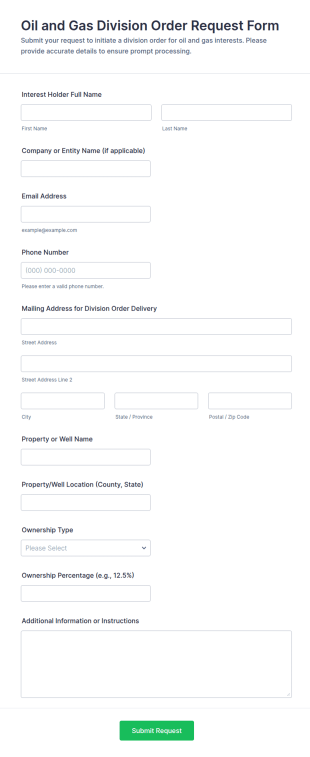 Oil And Gas Division Order Request Form Template