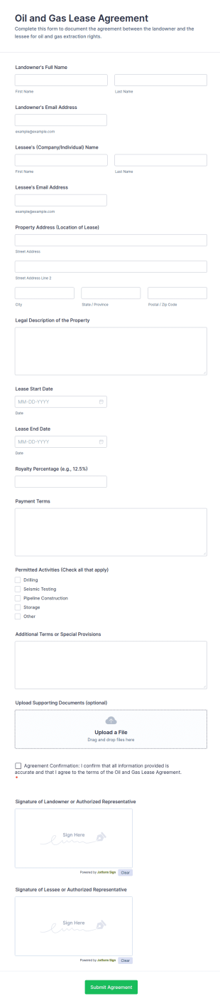 Oil And Gas Lease Agreement Form Template