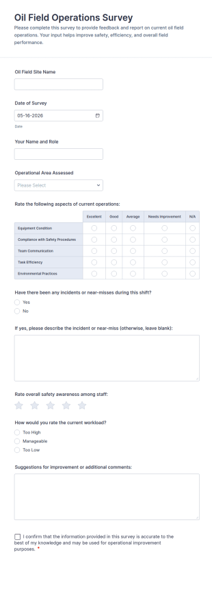 Oil Field Operations Survey Form Template