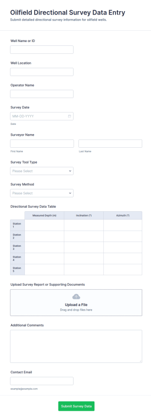 Oilfield Directional Survey Data Entry Form Template