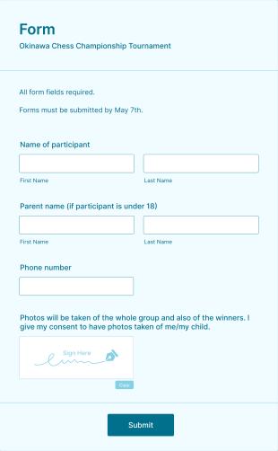 Okinawa Chess Championship Tournament Form Template