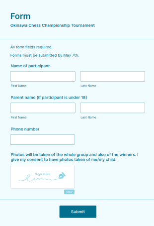 Okinawa Chess Championship Tournament Form Template