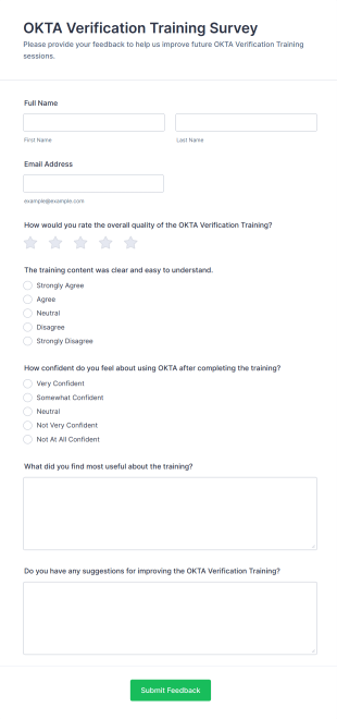 OKTA Verification Training Survey Form Template