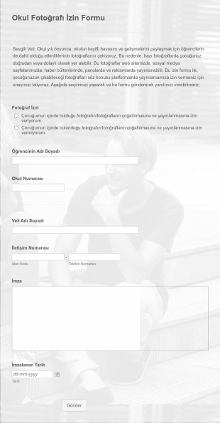 Okul Fotoğrafı İzin Form Template