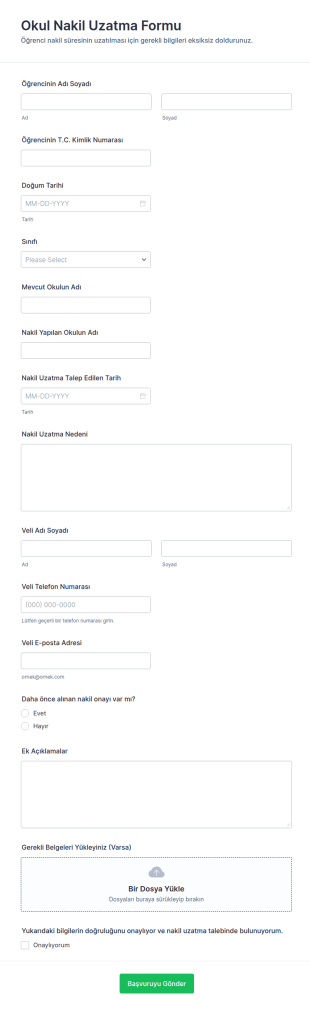 Okul Nakil Uzatma Form Şablonu