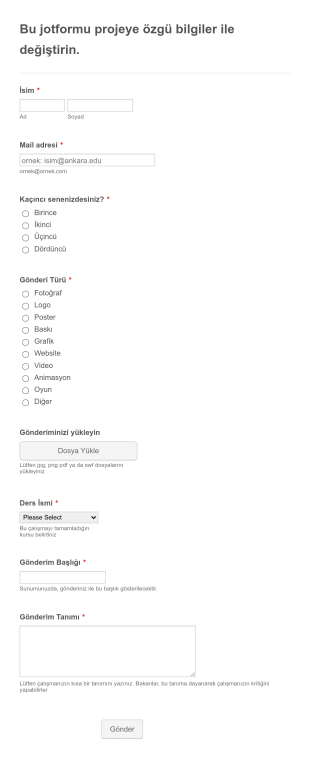 Okul Proje Gönderim Form Şablonu
