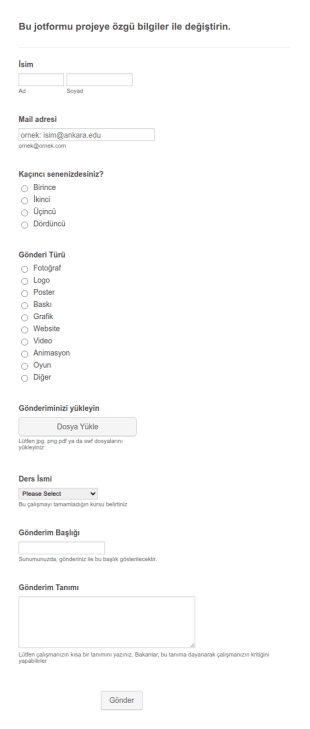 Okul Proje Gönderim Form Şablonu