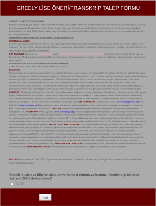 Okul Transkript Ve Öneri Mektubu İstek Form Template