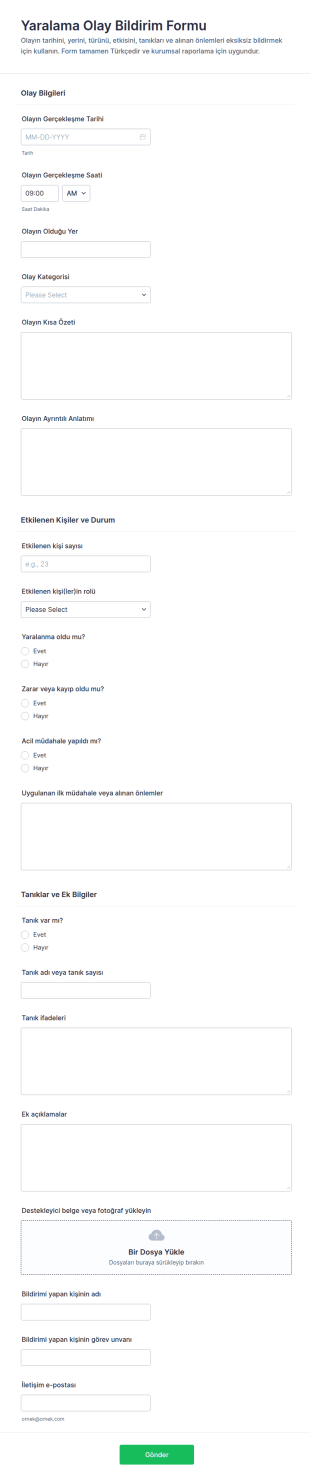 Olay Bildirim Ve Rapor Form Şablonu
