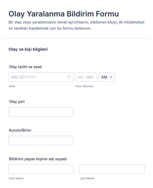 Olay Ve Yaralanma Bildirim Form Şablonu