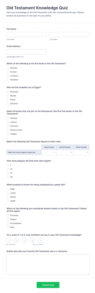 Old Testament Knowledge Quiz Form Template