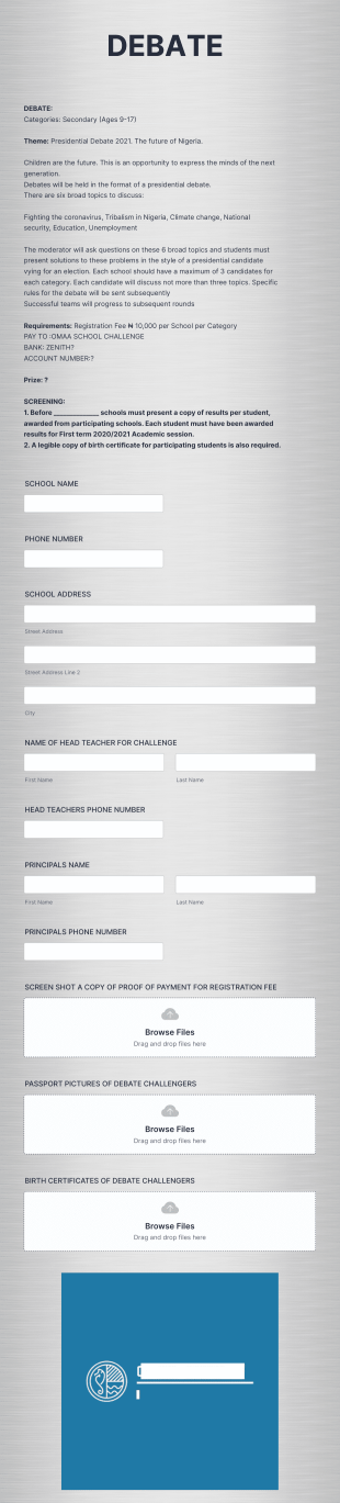 Omaa Debate Challenge Registration Form Template