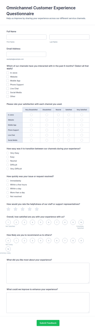 Omnichannel Customer Experience Questionnaire Form Template