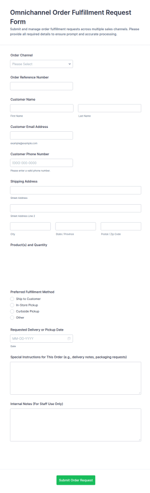 Omnichannel Order Fulfillment Request Form Template