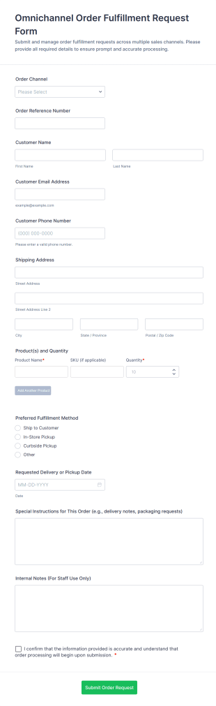 Omnichannel Order Fulfillment Request Form Template