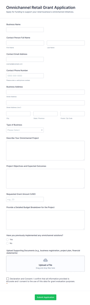 Omnichannel Retail Grant Application Form Template