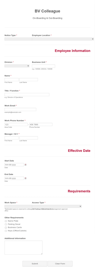 On Boarding And Out Boarding Form Template