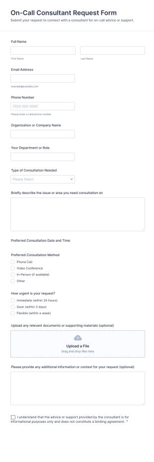On Call Consultant Request Form Template