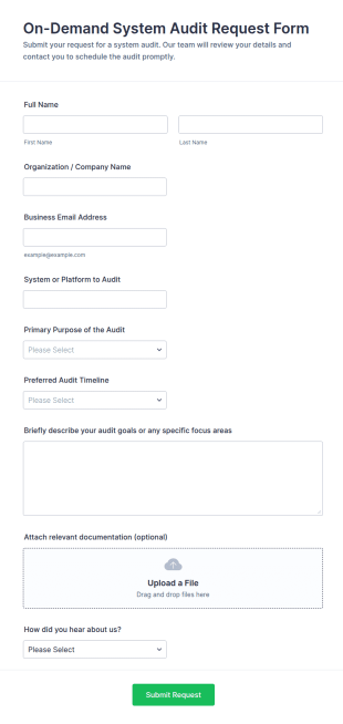 On Demand System Audit Request Form Template