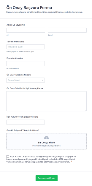 Ön Onay Başvuru Form Template