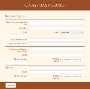 Onay Başvuru Form Şablonu