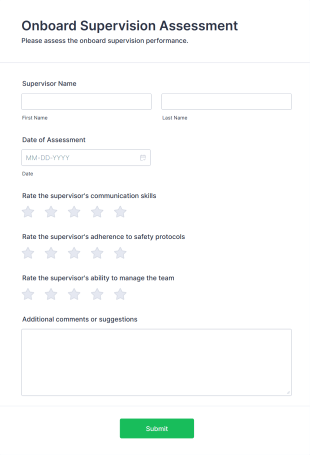 Onboard Supervision Assessment Form Template