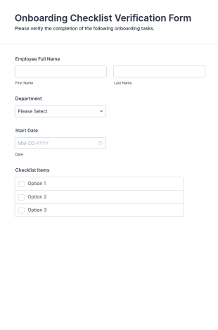 Onboarding Checklist Verification Form Template