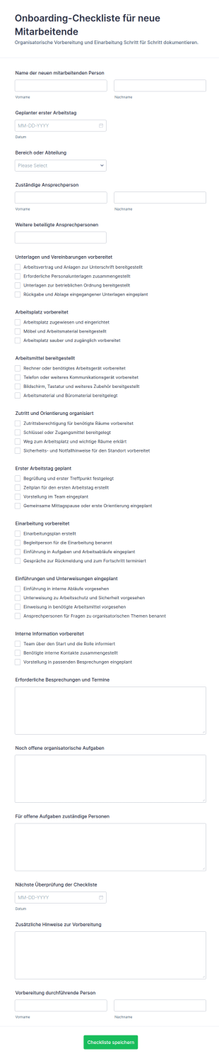 Onboarding Checkliste Für Mitarbeitende