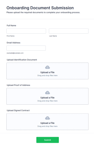 Onboarding Document Submission Form Form Template