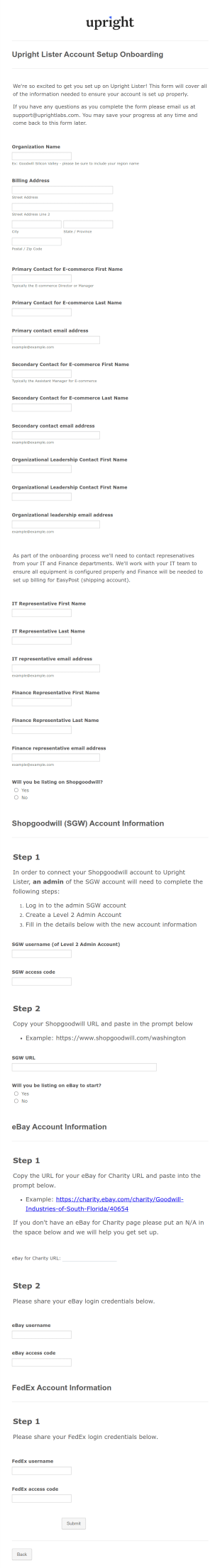 Onboarding Form Template