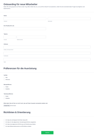 Onboarding Für Neue Mitarbeiter Form Template