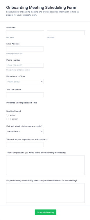 Onboarding Meeting Scheduling Form Template