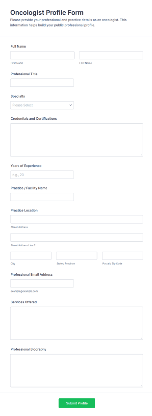 Oncologist Profile Form Template