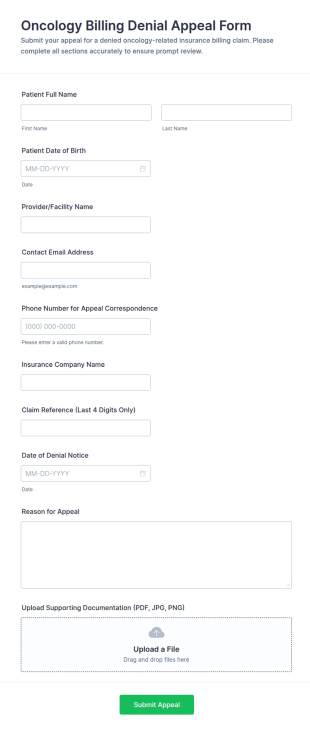 Oncology Billing Denial Appeal Form Template