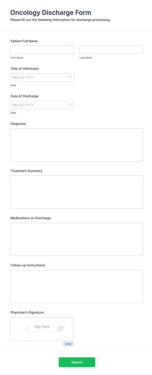 Oncology Discharge Form Template