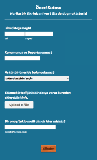 Öneri Kutusu Form Şablonu